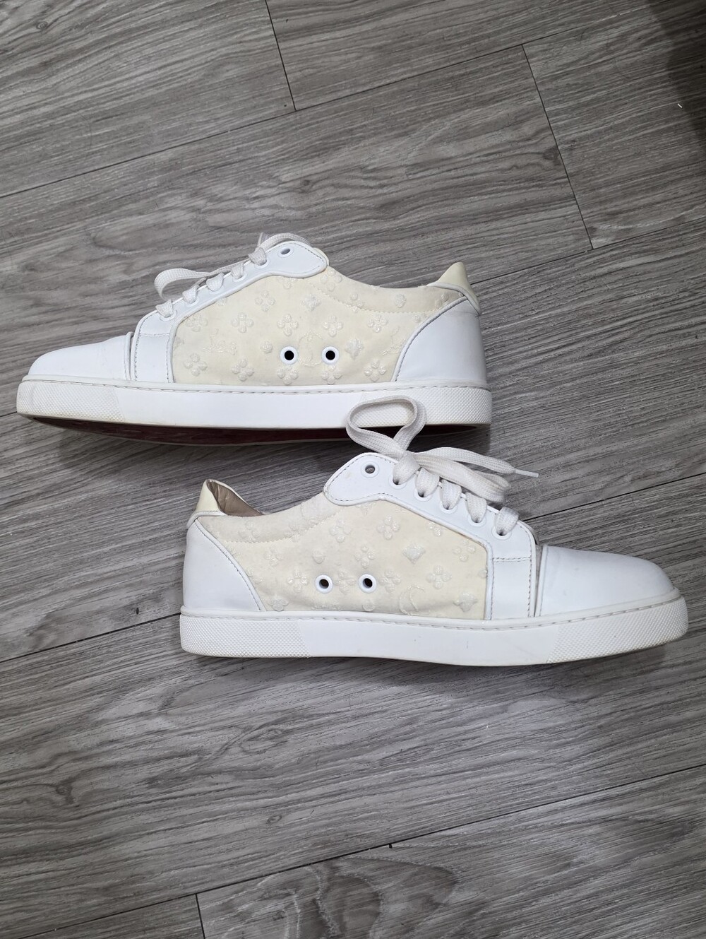 Auth Bridal Wedding Christian Louboutin Vieira Orlato Sneakers 38½ White & Cream